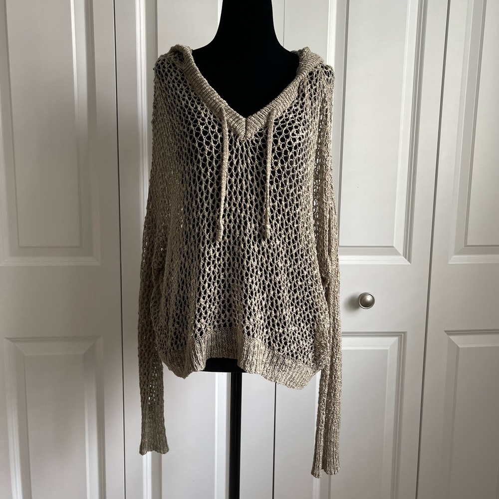 Medium Forever 21 Olive Fishnet Hoodie / Bathing Suit Cover